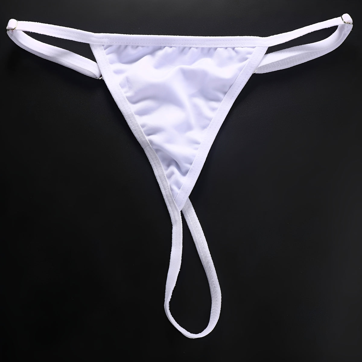 Calcinha Fio Dental Luxo com Pedra Vermelha em Strass e Corrente Metálica - Lingerie Sensual Feminina - Cores vermelho, Preto e branco