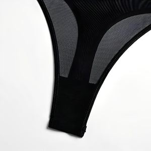 Body Rendado Preto com Transparência e Alças de Brilho – Lingerie Feminina Sofisticada