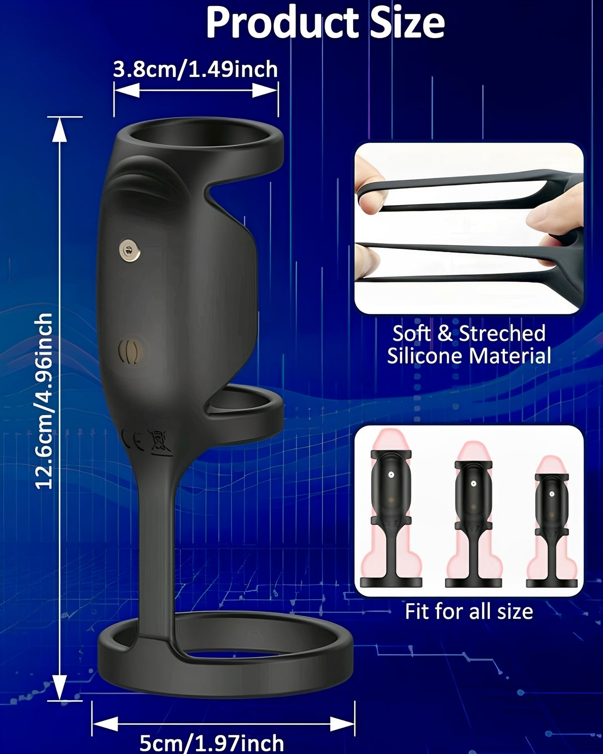 Capa Vibratória Premium com Anel Estimulador | Silicone Macio, 10 Modos de Vibração e Recarregamento Magnético