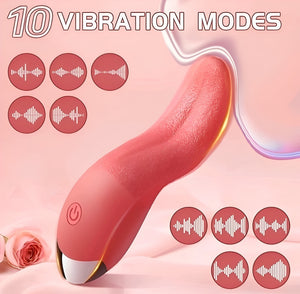 Estimulador Feminino Língua Realista à Prova d’Água com 10 Modos de Vibração