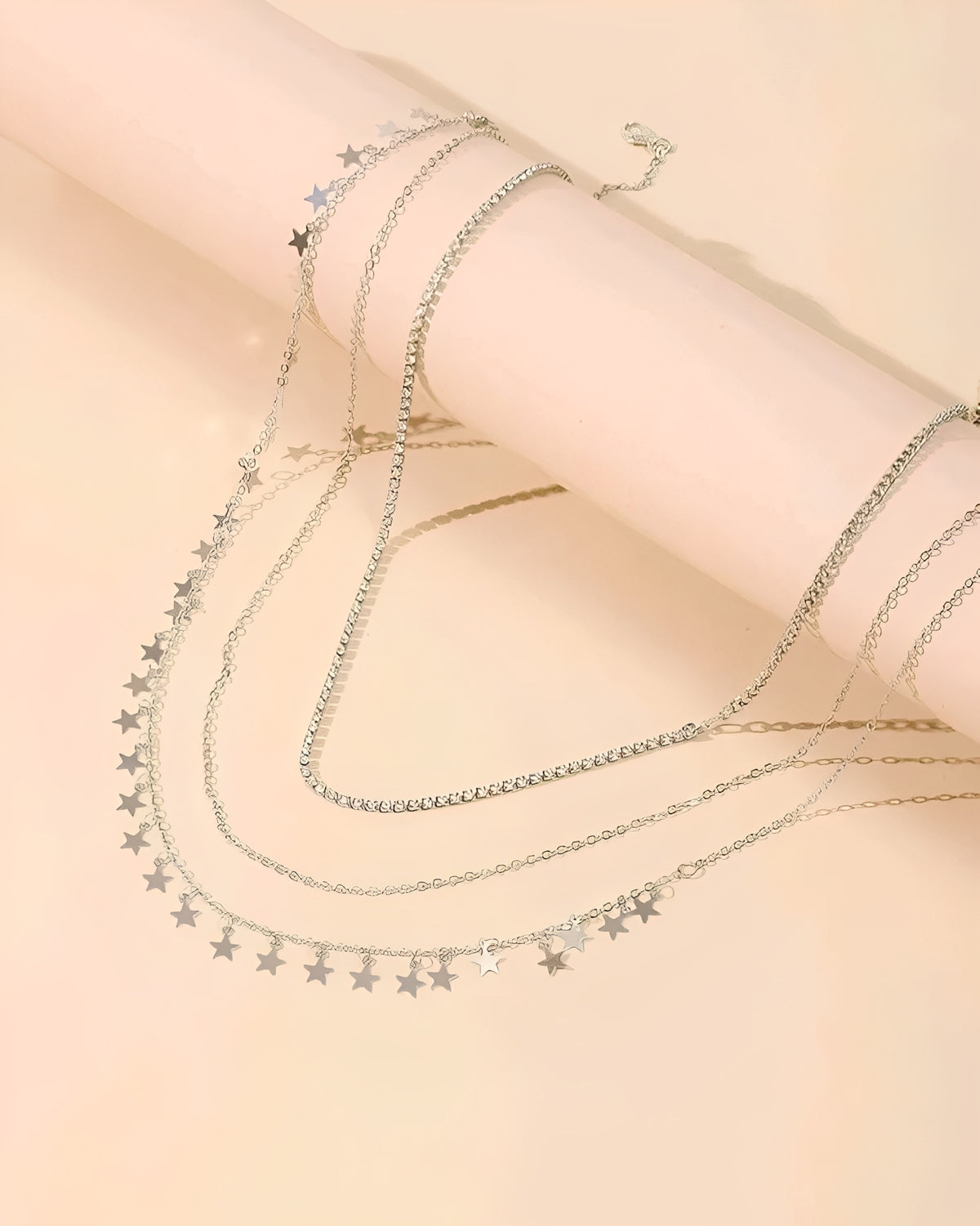 Corrente de Corpo Prateada Feminina com Estrelas – Cinto de Corrente Sensual e Ajustável